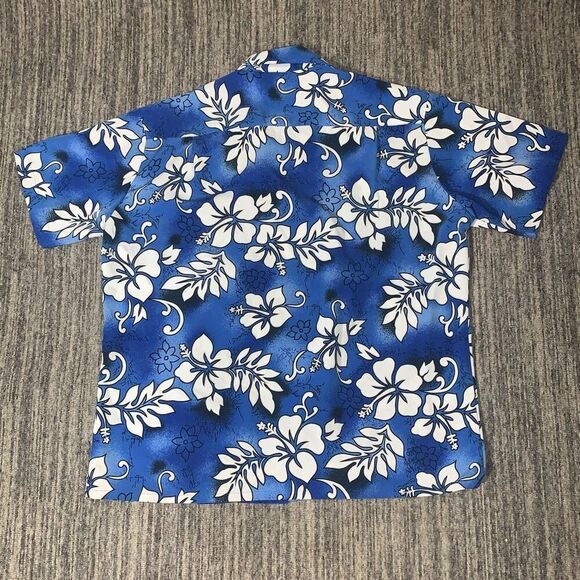 Vintage Kennington Men’s XL‎ Blue White Floral Camp Hawaiian Button Down Shirt - Picture 5 of 5